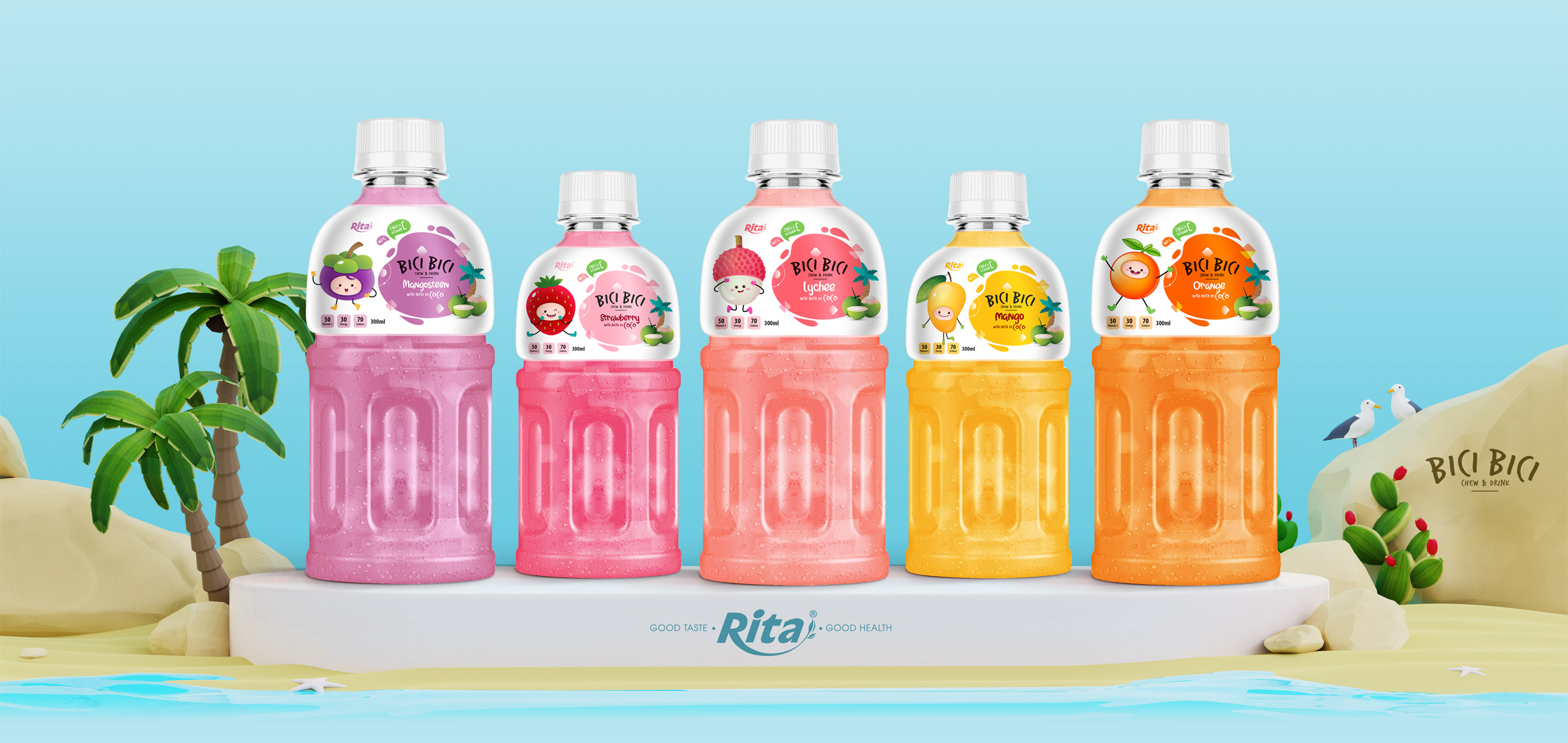 Design Bici Bici tropical juice with nata de coco 300ml Pet bottle