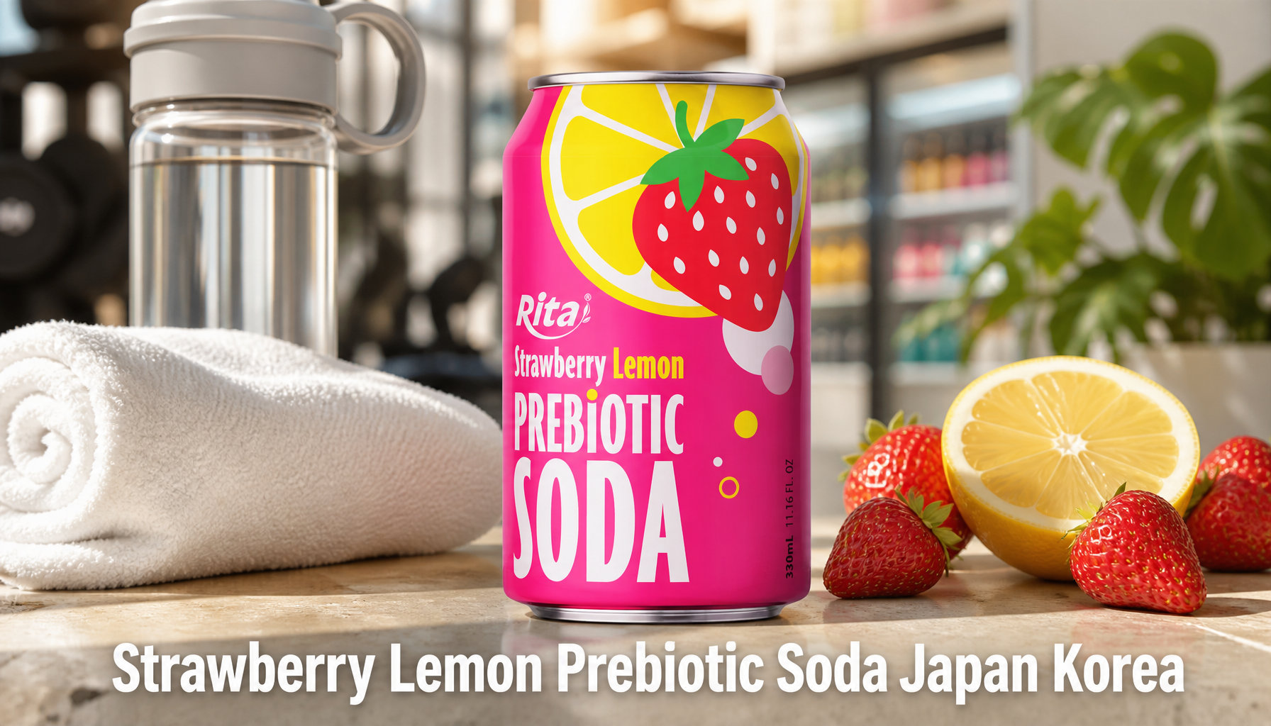 Strawberry Lemon Prebiotic Soda: Sustainable Sip for Japan & Korea