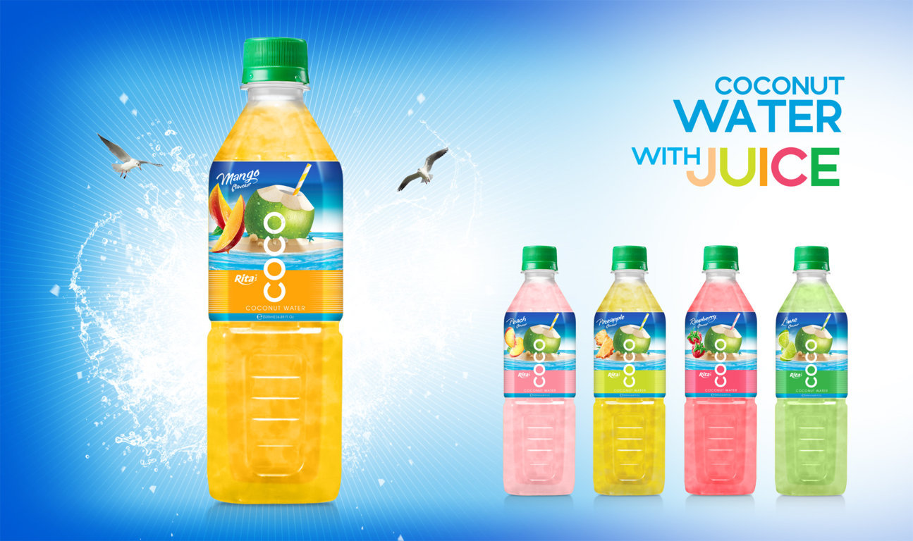 Coconut water with mango flavor  500ml Pet bottle 