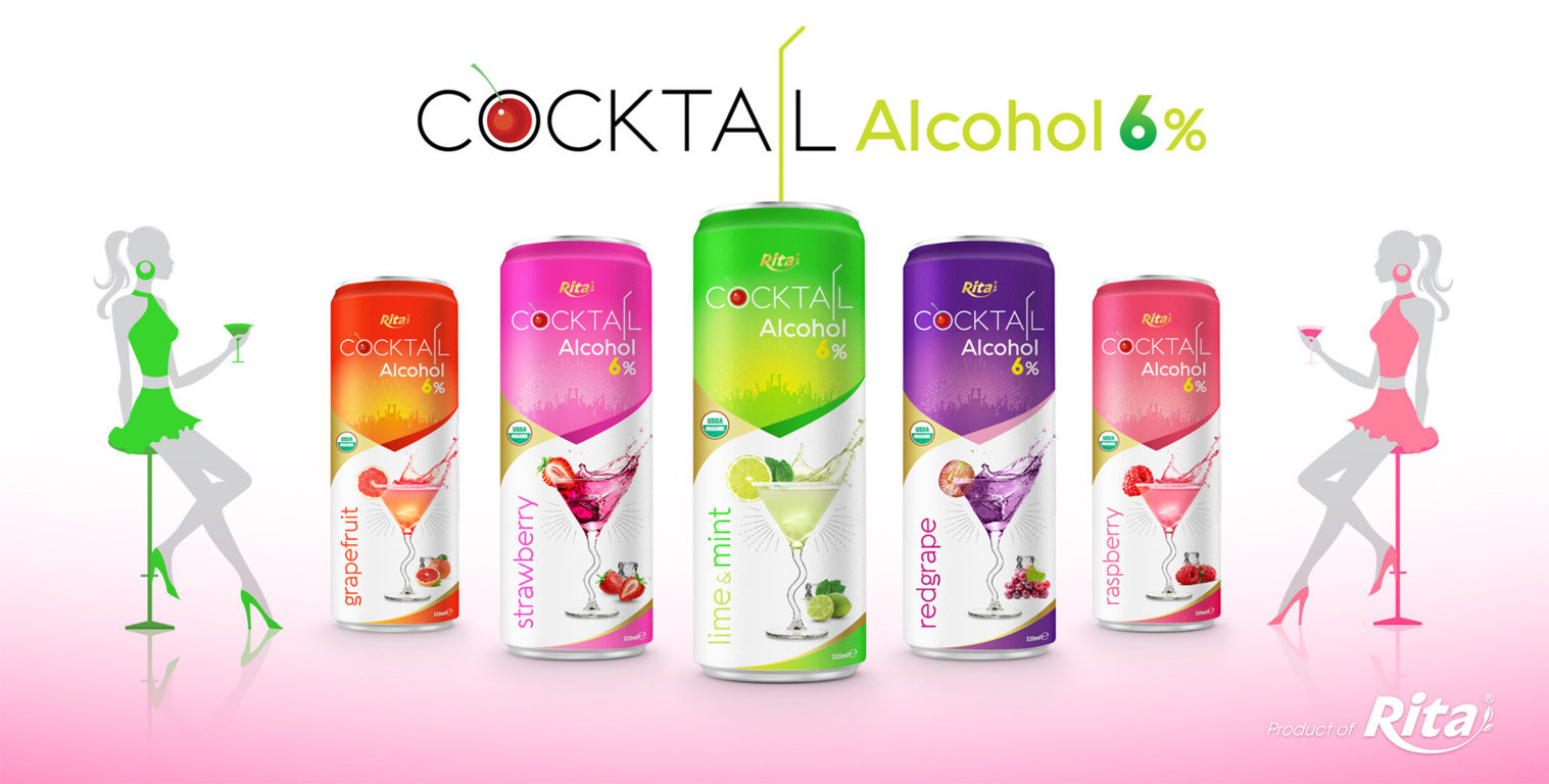 Cocktail 6% alcohol with red grape flavour 320ml