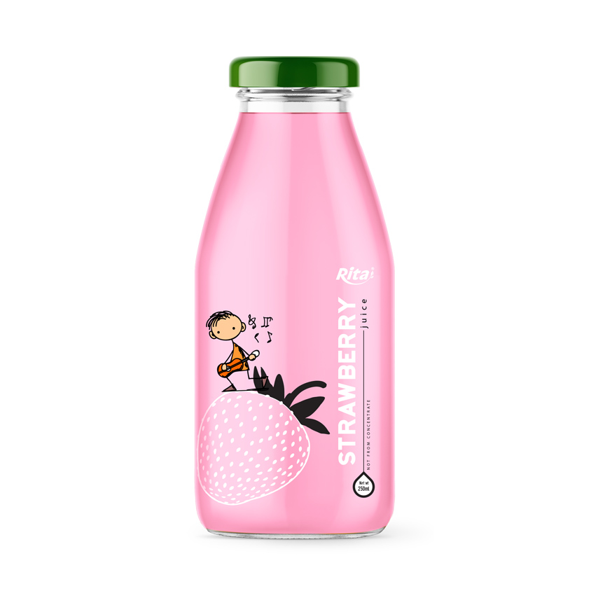 premium 250ml glass bottle strawberry fruit juice