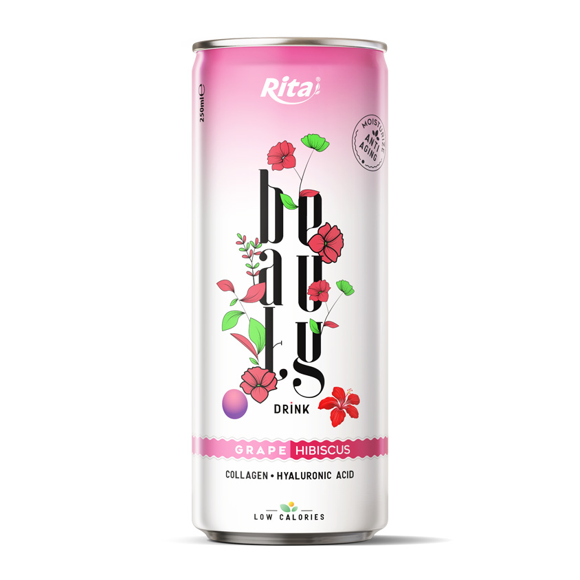 250ml  canned Collagen and hyaluronic acid  drink with grape hibiscus flavor