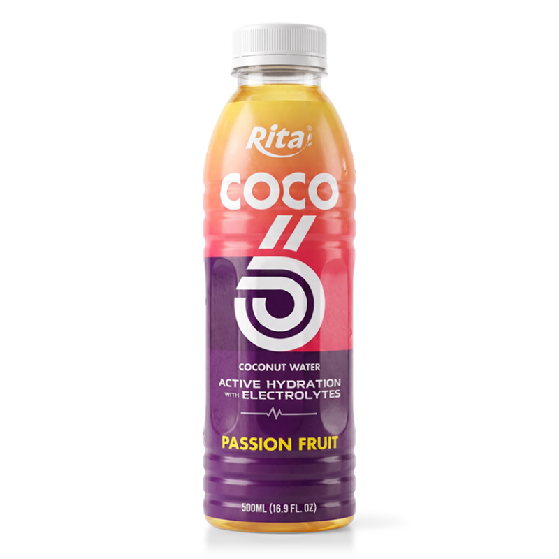 500ml Coconut Water with Electrolytes and Passion Fruit Flavor PET Bottle