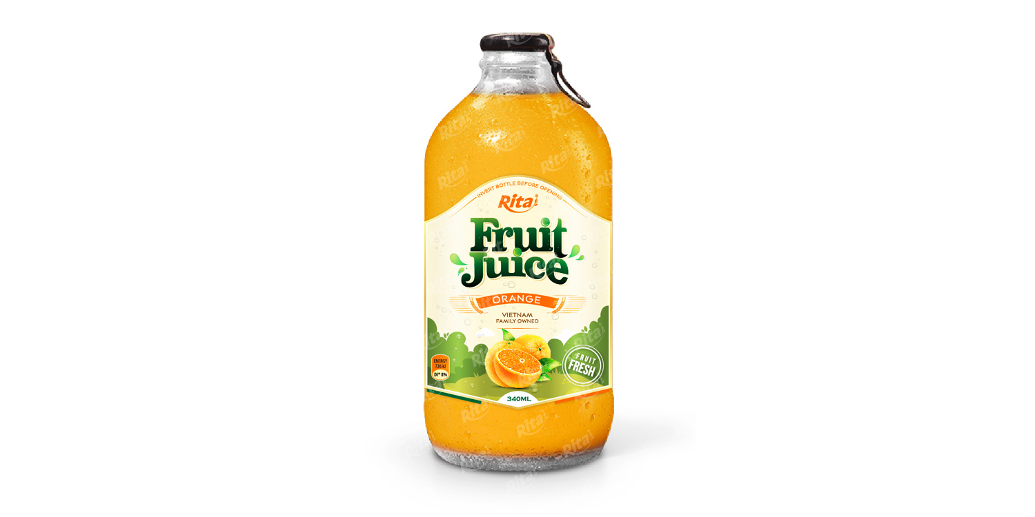 Orange fruit juice 340ml glass bottle from RITA US