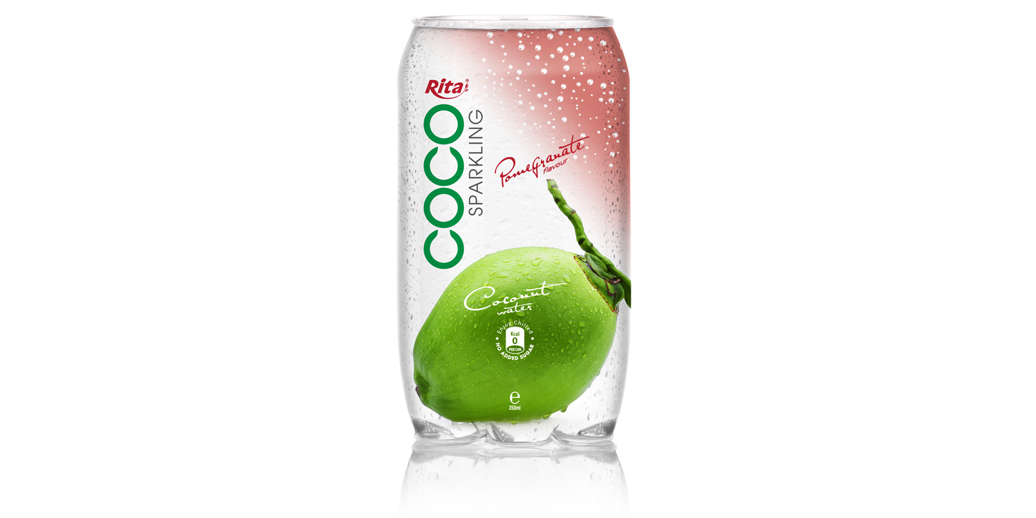 Sparking coconut water  with pomegranate