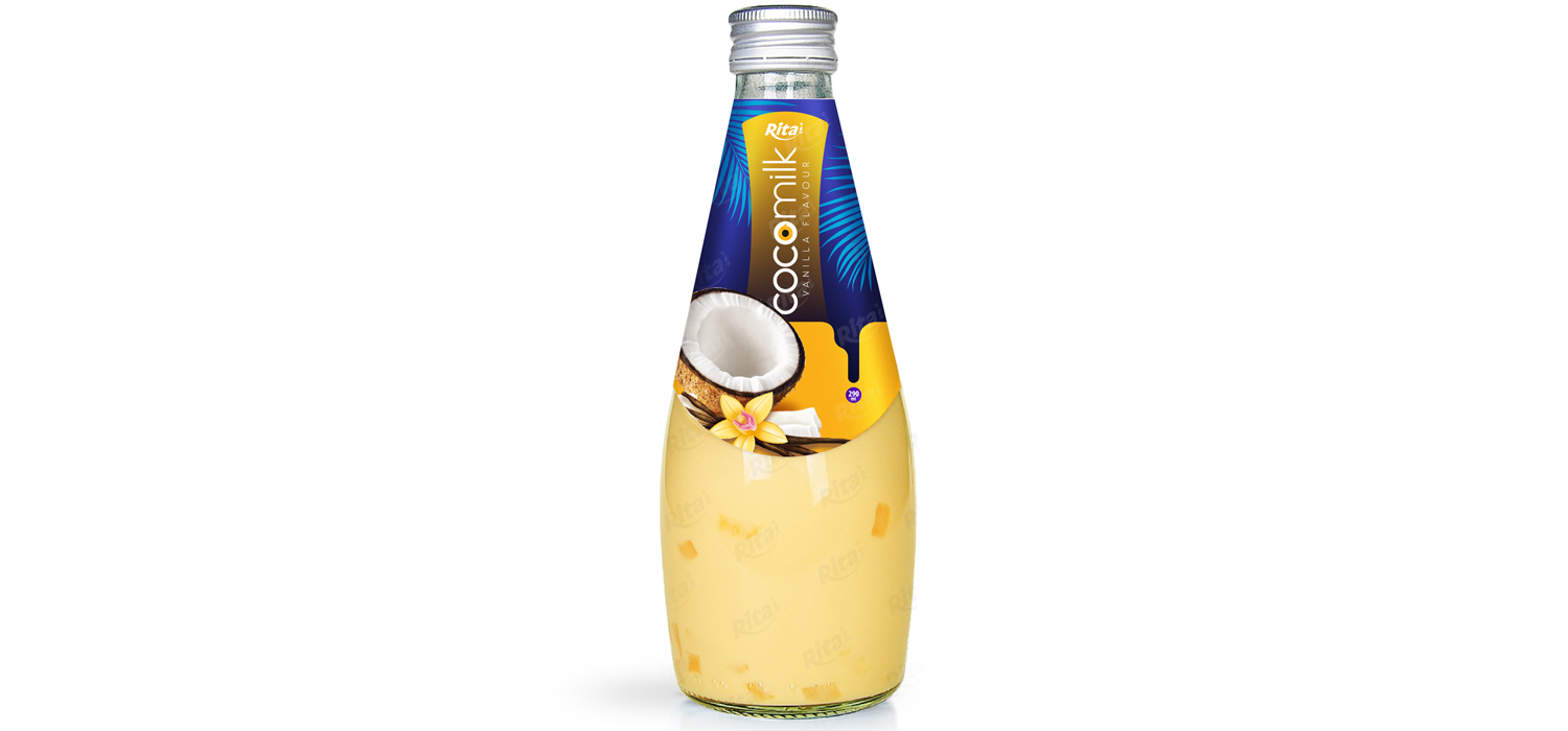Coconut milk with vanilla flavor 290ml glass bottle 