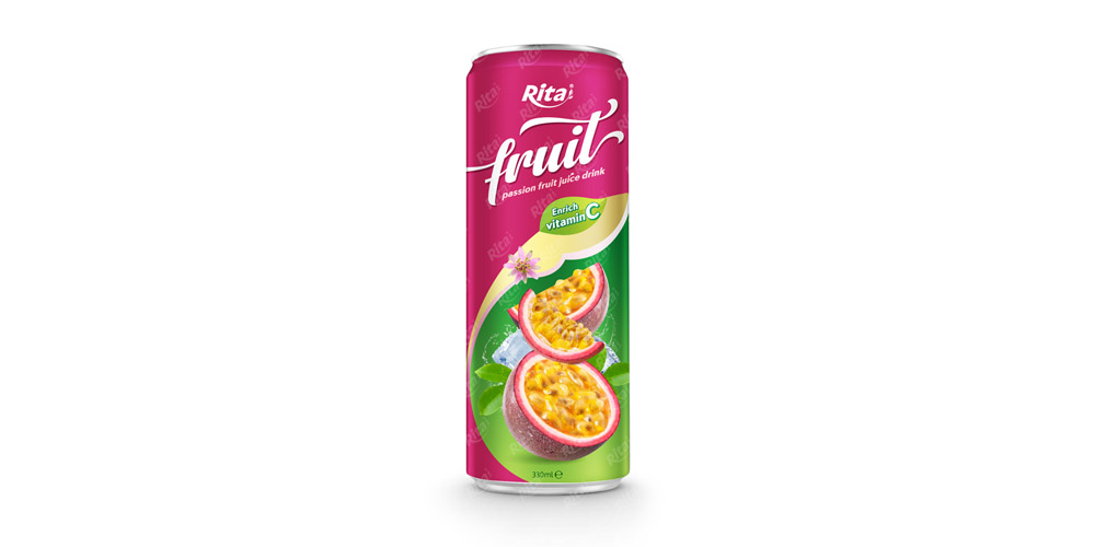 passion fruit juice enrich vitamin C 320ml tin can from RITA US