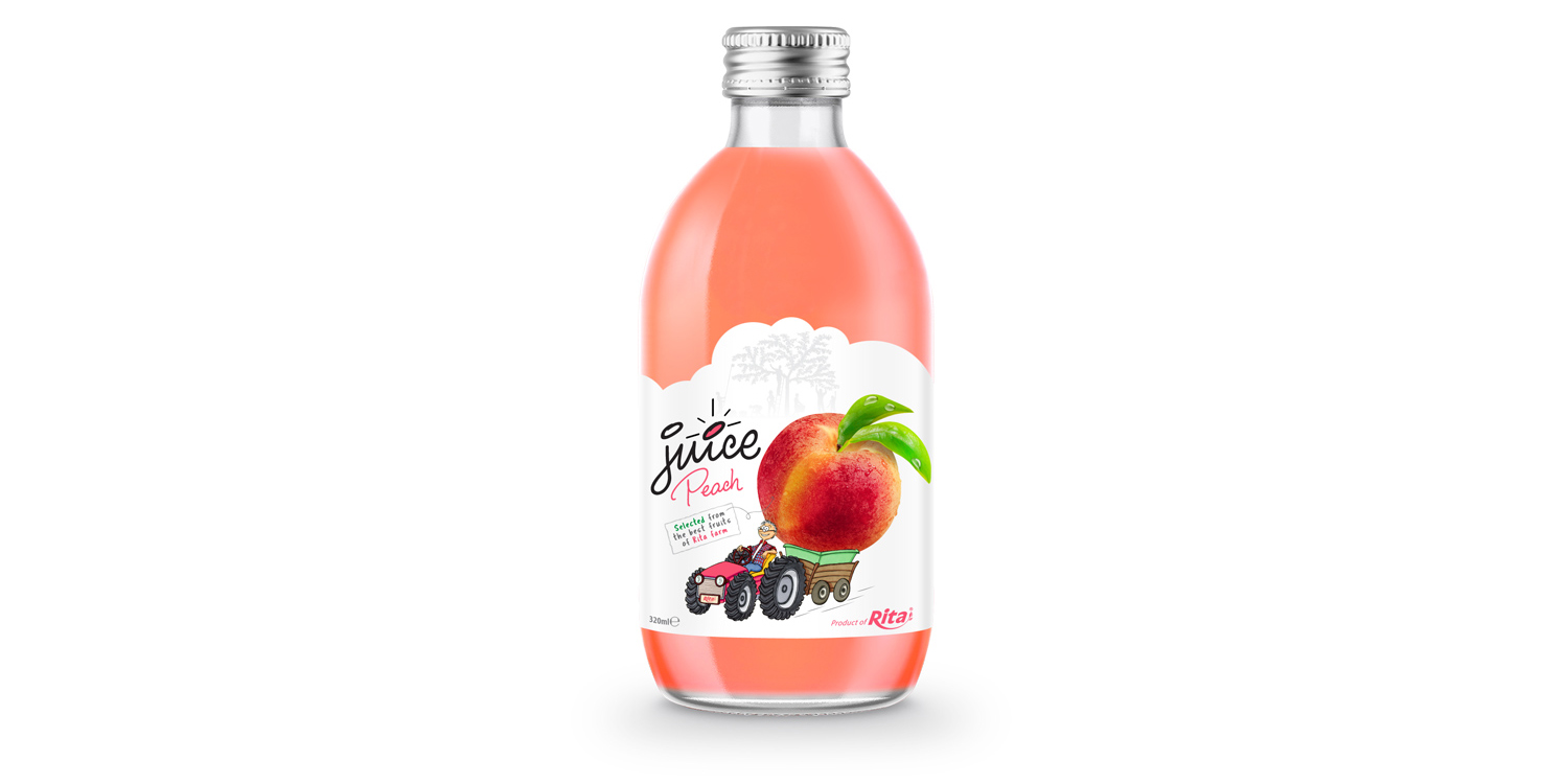 glass 320ml fruit juice peach private label brand from RITA us