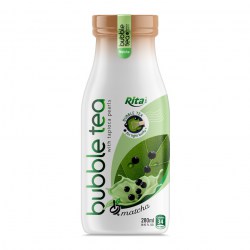 Glass Bottle 280ml Matcha Flavor Bubble Tea With Tapioca Pearls