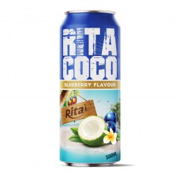 500ml canned RITACOCO coconut water with blueberry flavour