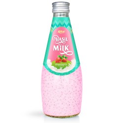 fruit juice brands  Basil seed Milk  strawberry with 290ml